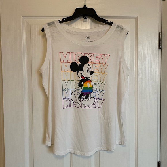 DISNEY Mickey Mouse Rainbow White Tank Top - Disney Store - Picture 2 of 8